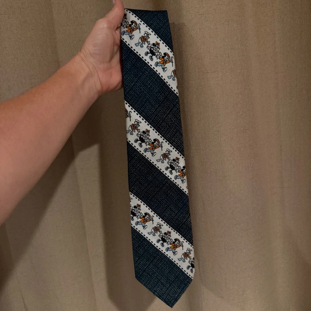 Vintage Mickey Mouse Cervantes Striped Tie‎ Mens Blue Disney Novelty Necktie
